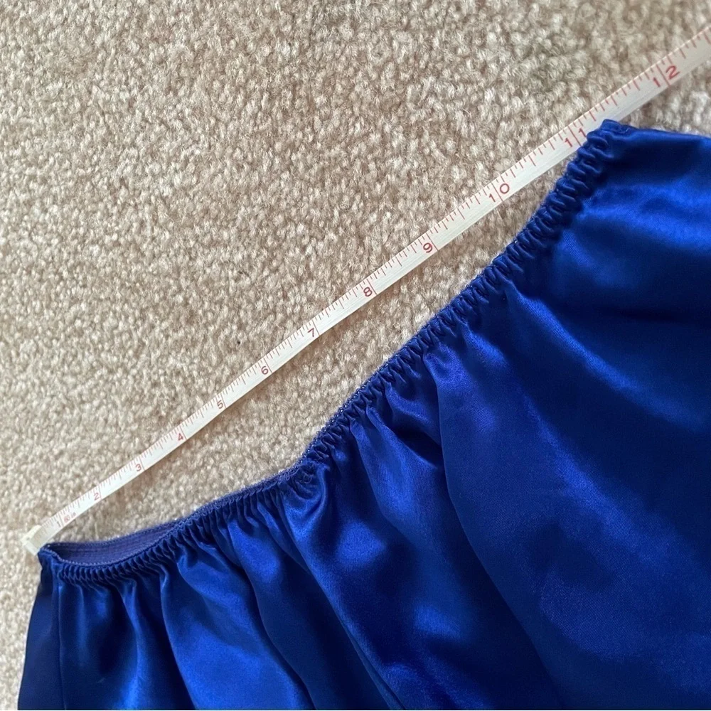 Victoria's Secret Gold Label Satin Silky Blue Vintage set Cami Tap Short M Med